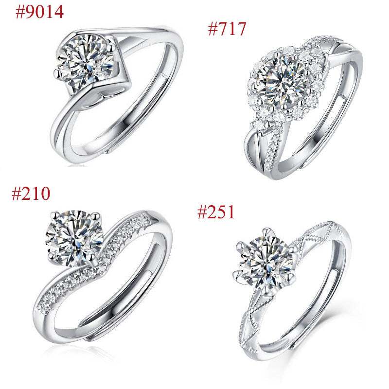 Anniversary Six Claw Round Moissanite CZ 925 Sterling Silver Adjustable Ring