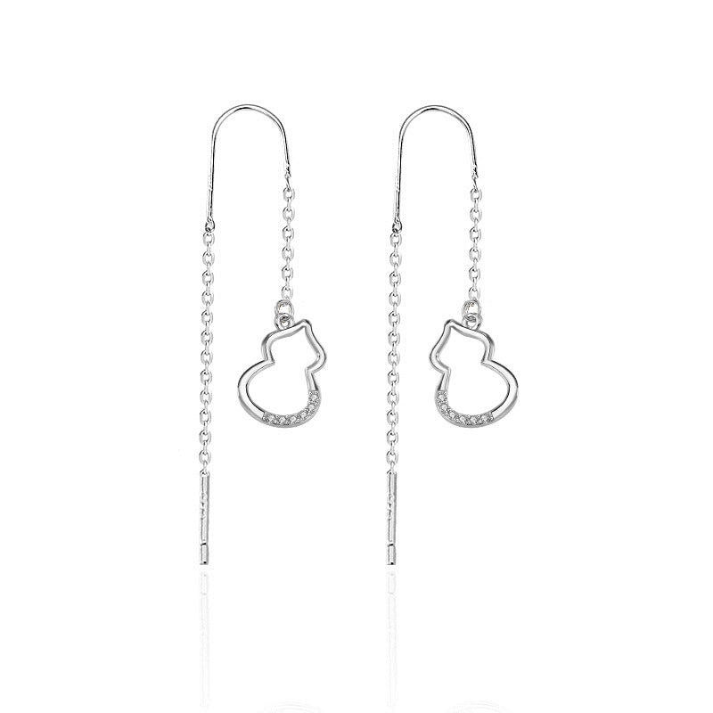 Cute Mini Hollow Gourd Hot 925 Sterling Silver Thread Dangling Earrings