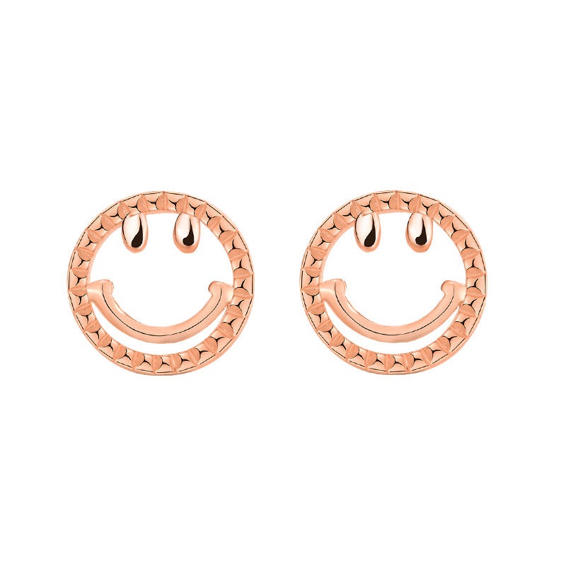 Cute Mini Smile Face 925 Sterling Silver Stud Earrings