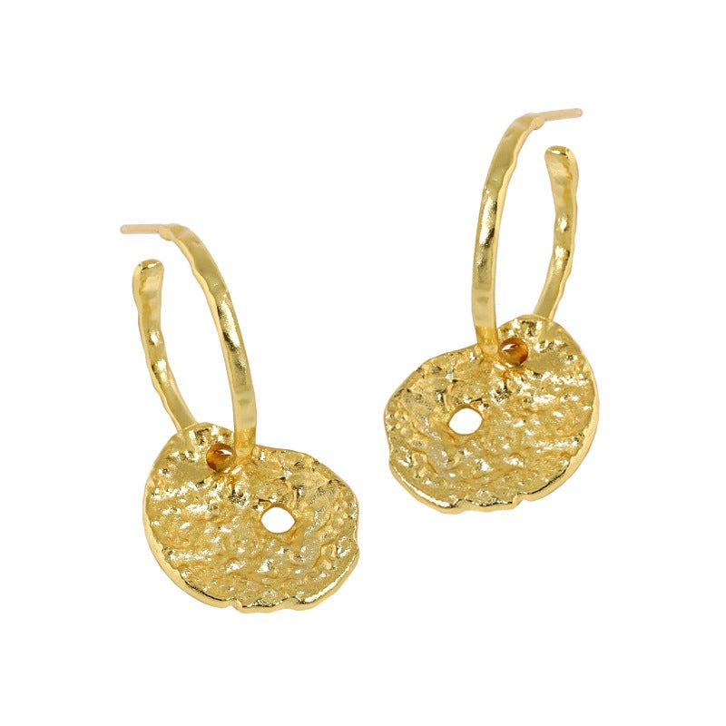 Cute Moon Face Round 925 Sterling Silver Stud Earrings