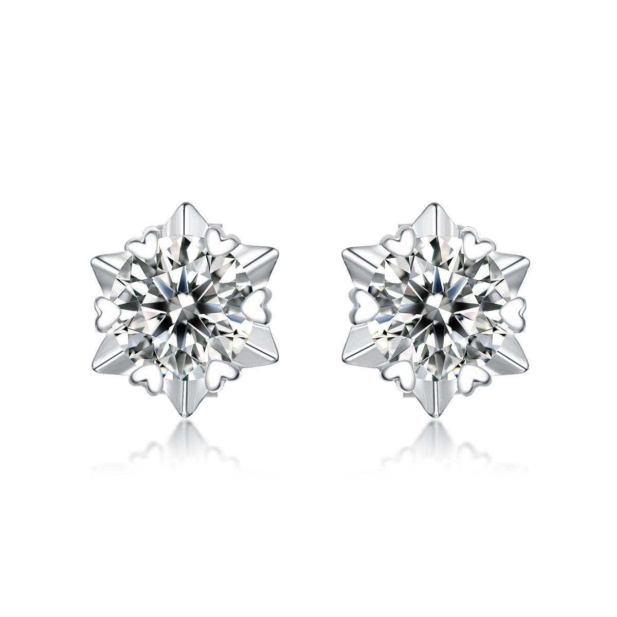 Girl Moissanite CZ Snowflake 925 Sterling Silver Stud Earrings
