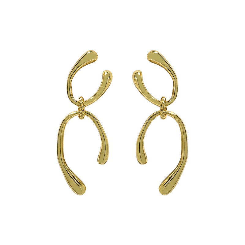 Modern Double U Shape 925 Sterling Silver Dangling Earrings