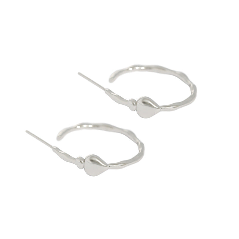 Simple Circle Mini Heart 925 Sterling Silver Hoop Earrings