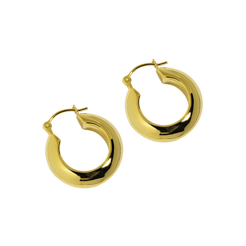 Women Simple Round Circle 925 Sterling Silver Hoop Earrings