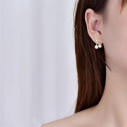 Asymmetry CZ Music Note Hot 925 Sterling Silver Stud Earrings