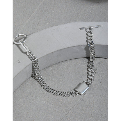 Asymmetry Curb Chain OT 925 Sterling Silver Bracelet