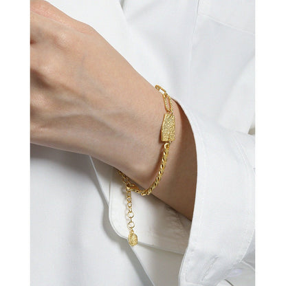 Asymmetry Curb Paperclip Chain Geometry 925 Sterling Silver Bracelet