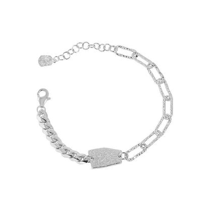 Asymmetry Curb Paperclip Chain Geometry 925 Sterling Silver Bracelet