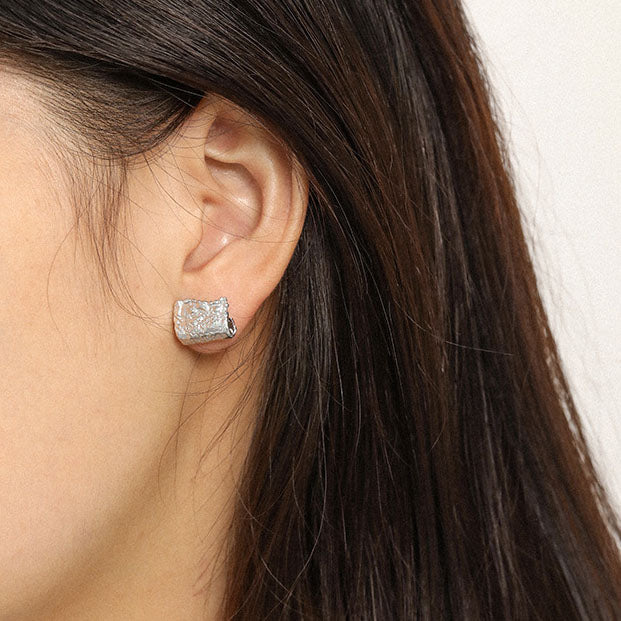 Asymmetry Geometry Block Tassels 925 Sterling Silver Dangling Earrings