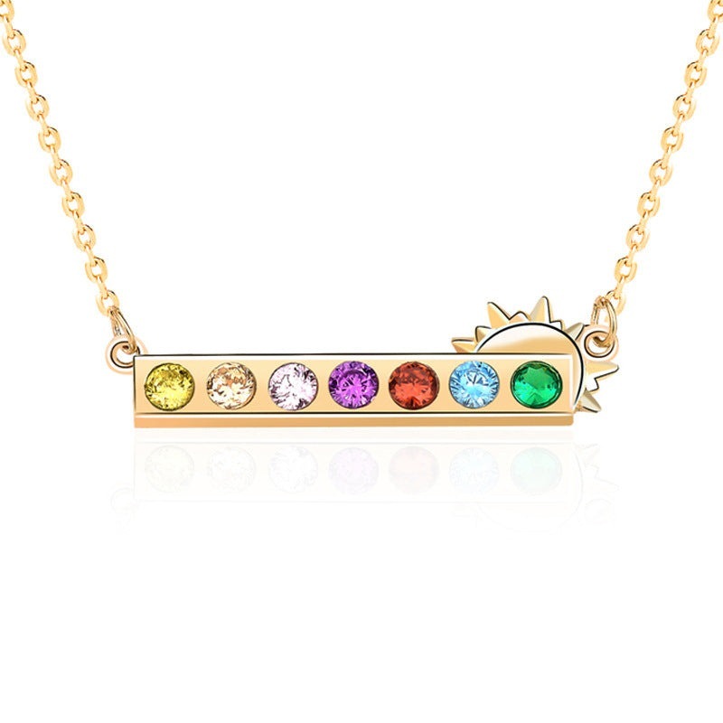 Beautiful Colorful CZ Rainbow Sunrise 925 Sterling Silver Necklace