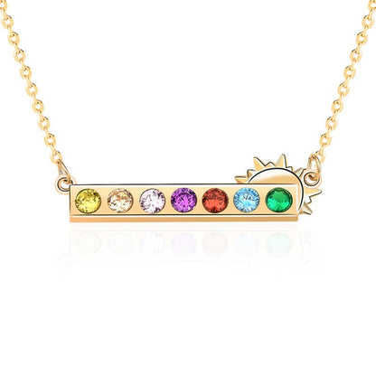 Beautiful Colorful CZ Rainbow Sunrise 925 Sterling Silver Necklace