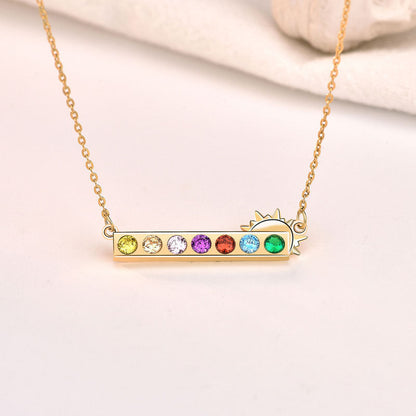 Beautiful Colorful CZ Rainbow Sunrise 925 Sterling Silver Necklace