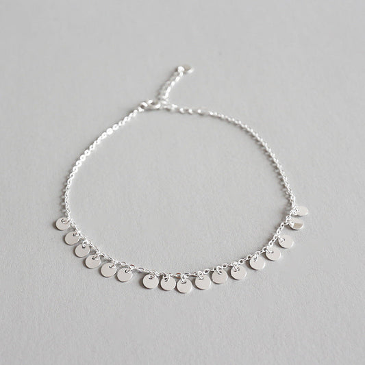 Beautiful Shining Small Slice 925 Sterling Silver Anklet
