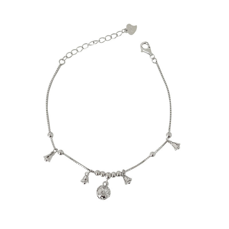 Casual Christmas Bell Balls 925 Sterling Silver Anklet/Bracelet