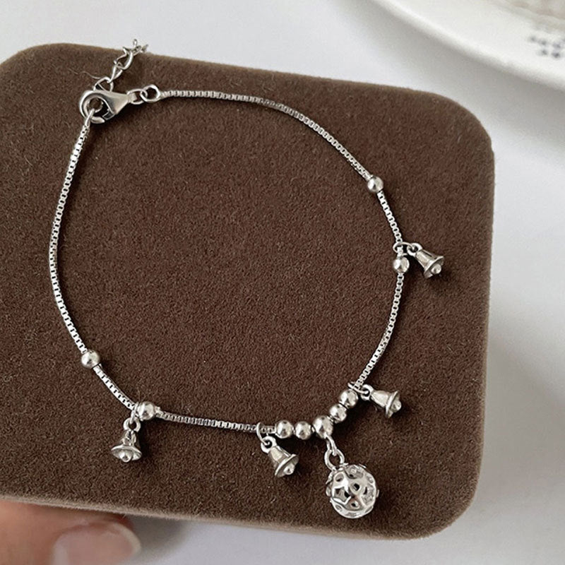 Casual Christmas Bell Balls 925 Sterling Silver Anklet/Bracelet