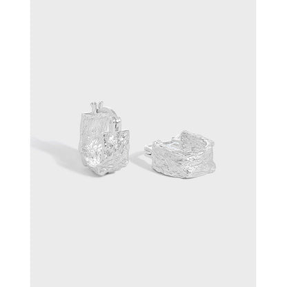 Casual Classic Geometry Irregular 925 Sterling Silver Hoop Earrings