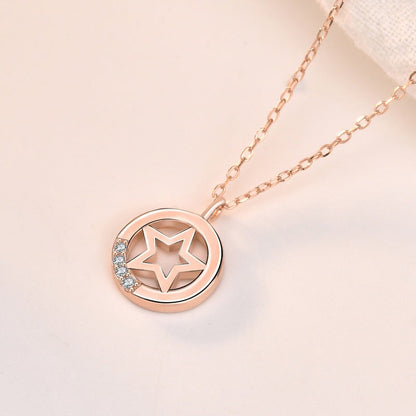 Casual Hollow Star CZ 925 Sterling Silver Necklace