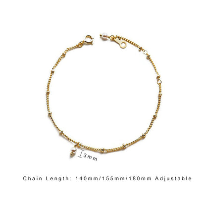 Casual Shell Pearl 925 Sterling Silver Chain Bracelet