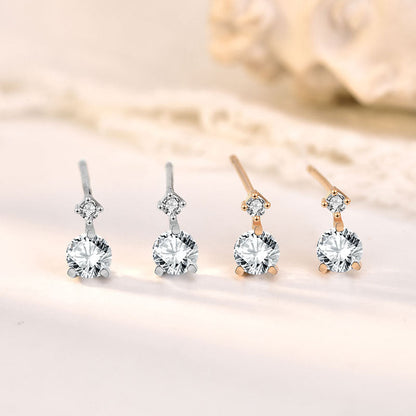 Classic Round CZ New 925 Sterling Silver Stud Earrings