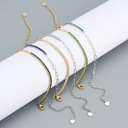 Classic Round-Cut 925 Sterling Silver CZ Gemstone Tennis Bracelet