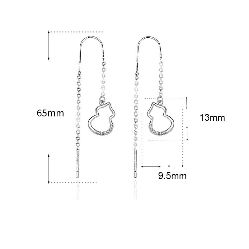 Cute Mini Hollow Gourd Hot 925 Sterling Silver Thread Dangling Earrings
