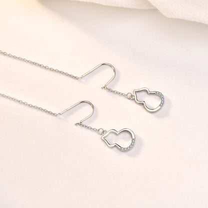 Cute Mini Hollow Gourd Hot 925 Sterling Silver Thread Dangling Earrings