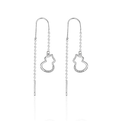 Cute Mini Hollow Gourd Hot 925 Sterling Silver Thread Dangling Earrings
