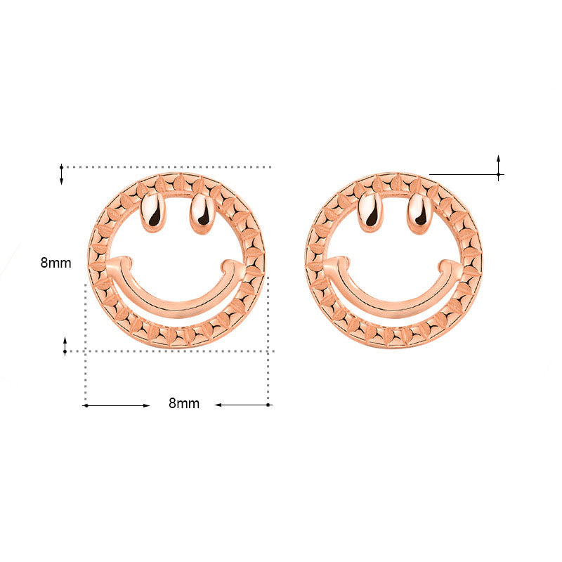 Cute Mini Smile Face 925 Sterling Silver Stud Earrings
