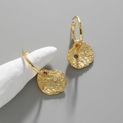 Cute Moon Face Round 925 Sterling Silver Stud Earrings