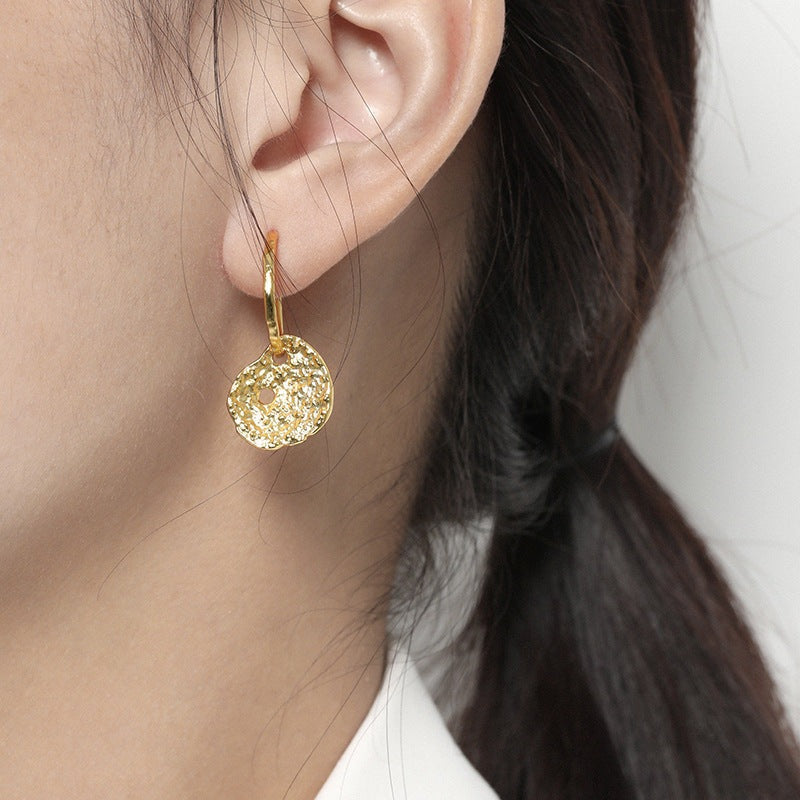 Cute Moon Face Round 925 Sterling Silver Stud Earrings