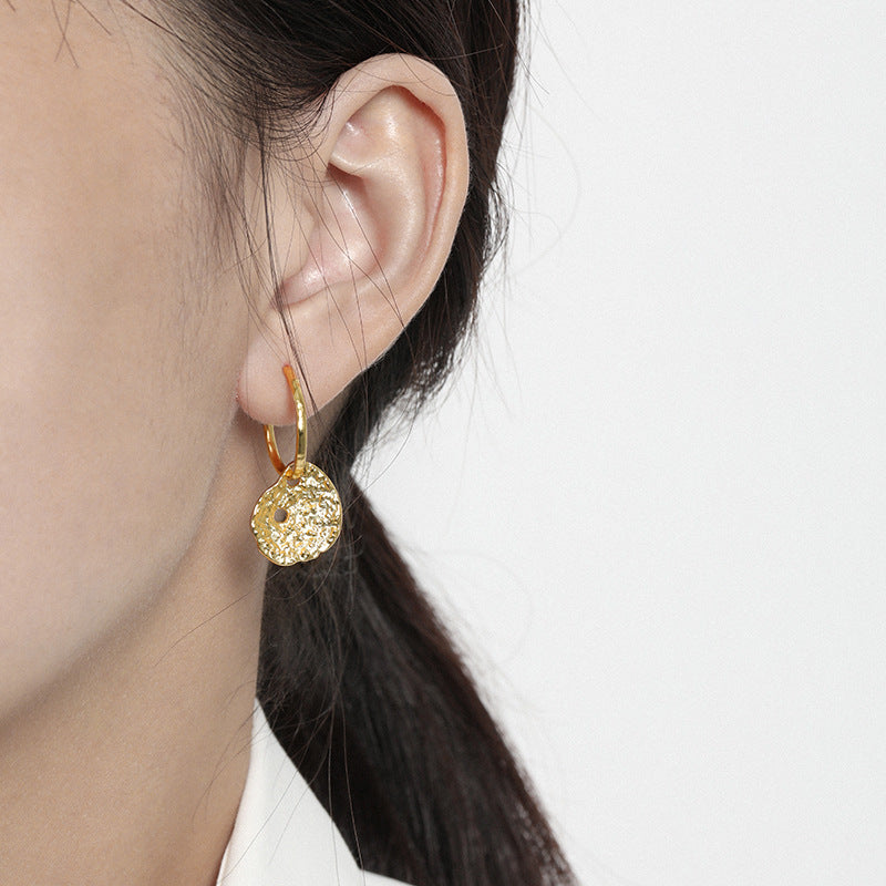 Cute Moon Face Round 925 Sterling Silver Stud Earrings