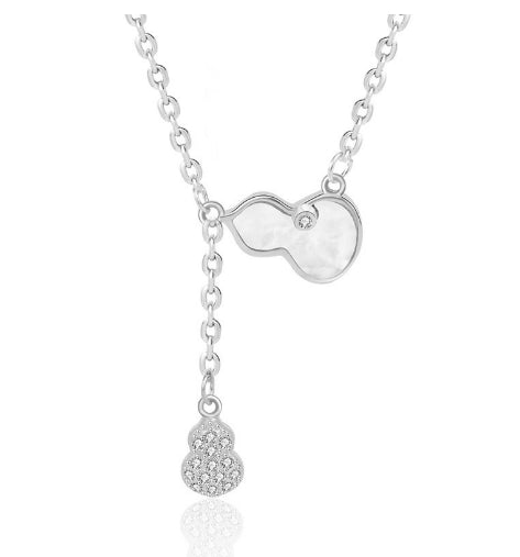 Cute Shell CZ Gourd 925 Sterling Silver Necklace