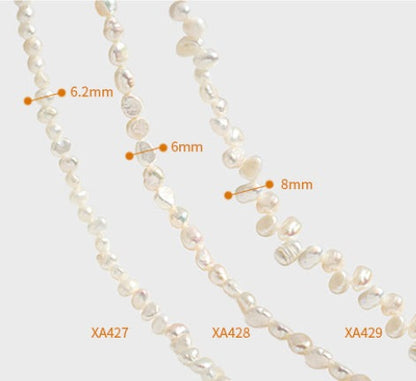 Elegant Baroque Irregular Natural Pearl 925 Sterling Silver Necklace