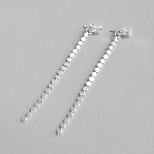 Elegant Flat Beads 925 Sterling Silver Dangling Earrings