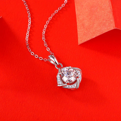 Elegant Moissanite CZ Rhombus 925 Sterling Silver Necklace
