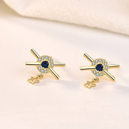 Fashion CZ Meet Stars 925 Sterling Silver Dangling Earrings