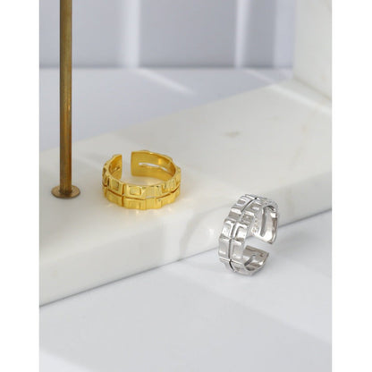 Fashion Double Layer Wheel Gear 925 Sterling Silver Adjustable Ring