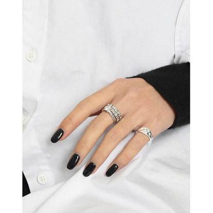Fashion Double Layer Wheel Gear 925 Sterling Silver Adjustable Ring
