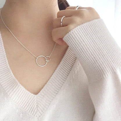 Fashion Double Loop Cross 925 Sterling Silver Necklace