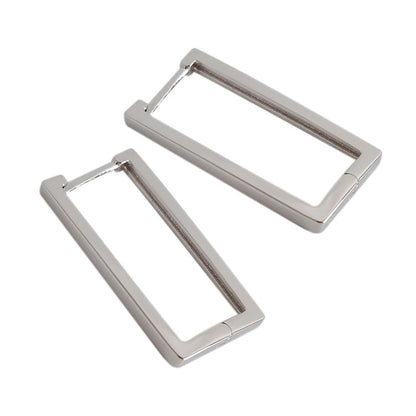 Fashion Geometry Hollow Rectangle 925 Sterling Silver Hoop Earrings