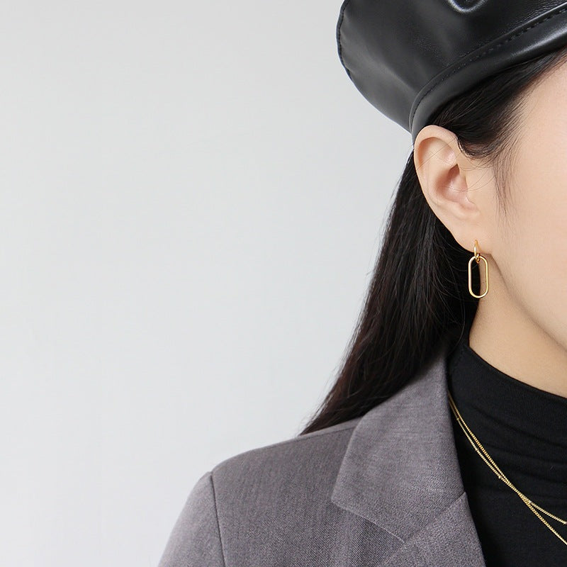 Fashion Hollow Geometry Annular 925 Sterling Silver Dangling Earrings