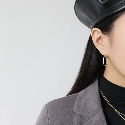 Fashion Hollow Geometry Annular 925 Sterling Silver Dangling Earrings