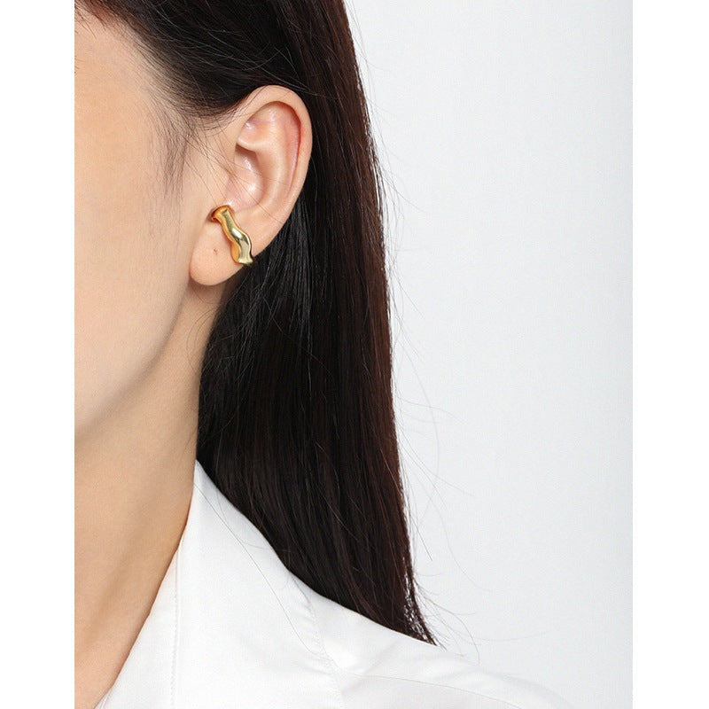 Fashion Irregular Ear 925 Sterling Silver Non-Pierced Earring Single