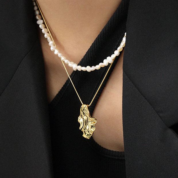 Fashion Irregular Leaf 925 Sterling Silver Necklace