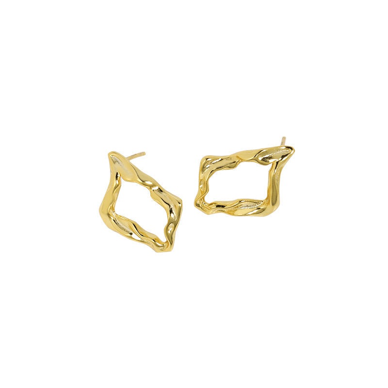 Geometry Hollow Irregular Square 925 Sterling Silver Stud Earrings