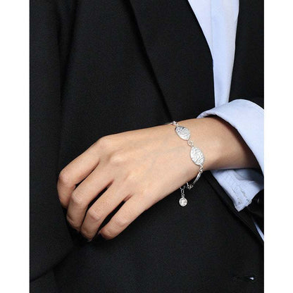 Geometry Irregular Leaves 925 Sterling Silver Bracelet