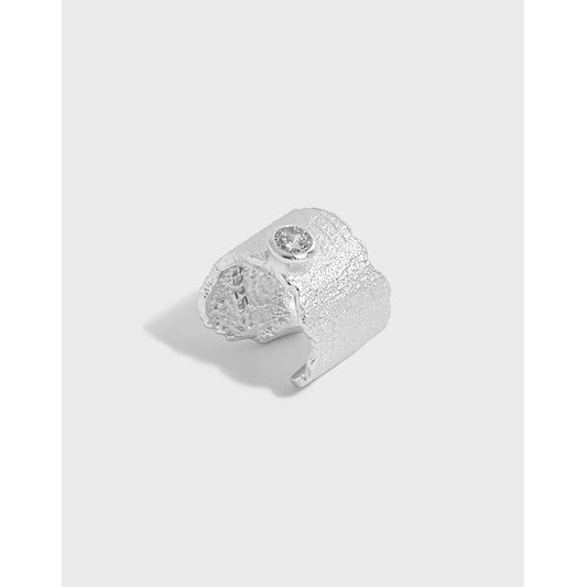 Geometry Irregular Round CZ 925 Sterling Silver Non-Pierced Earring Single