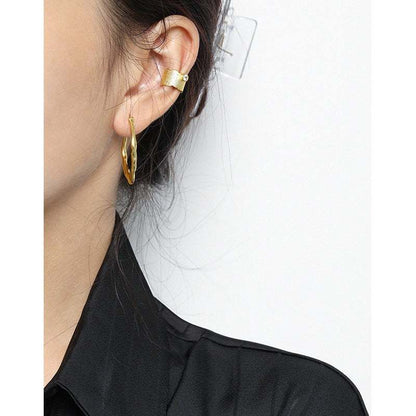 Geometry Irregular Round CZ 925 Sterling Silver Non-Pierced Earring Single