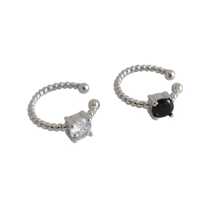 Geometry Square CZ Twisted 925 Sterling Silver Non-Pierced Earring Single