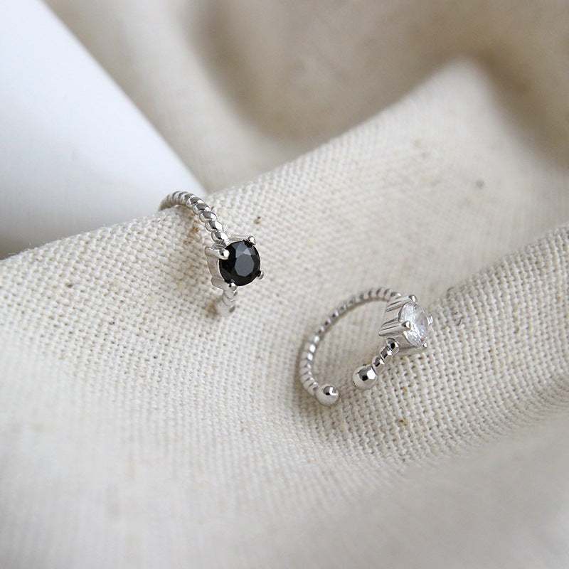 Geometry Square CZ Twisted 925 Sterling Silver Non-Pierced Earring Single